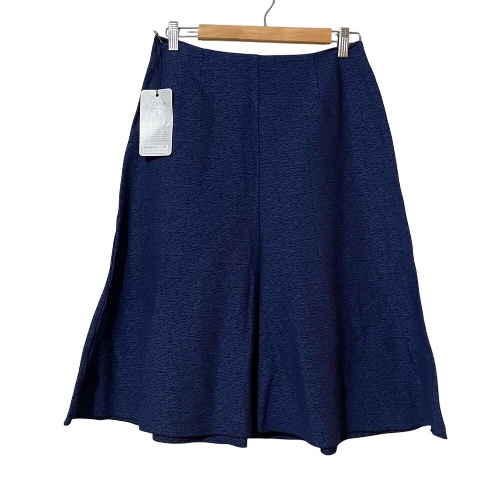 Cabi Blue Heathered Tulip Fluted Skirt Womens 4 Preppy Academia Modest Twee